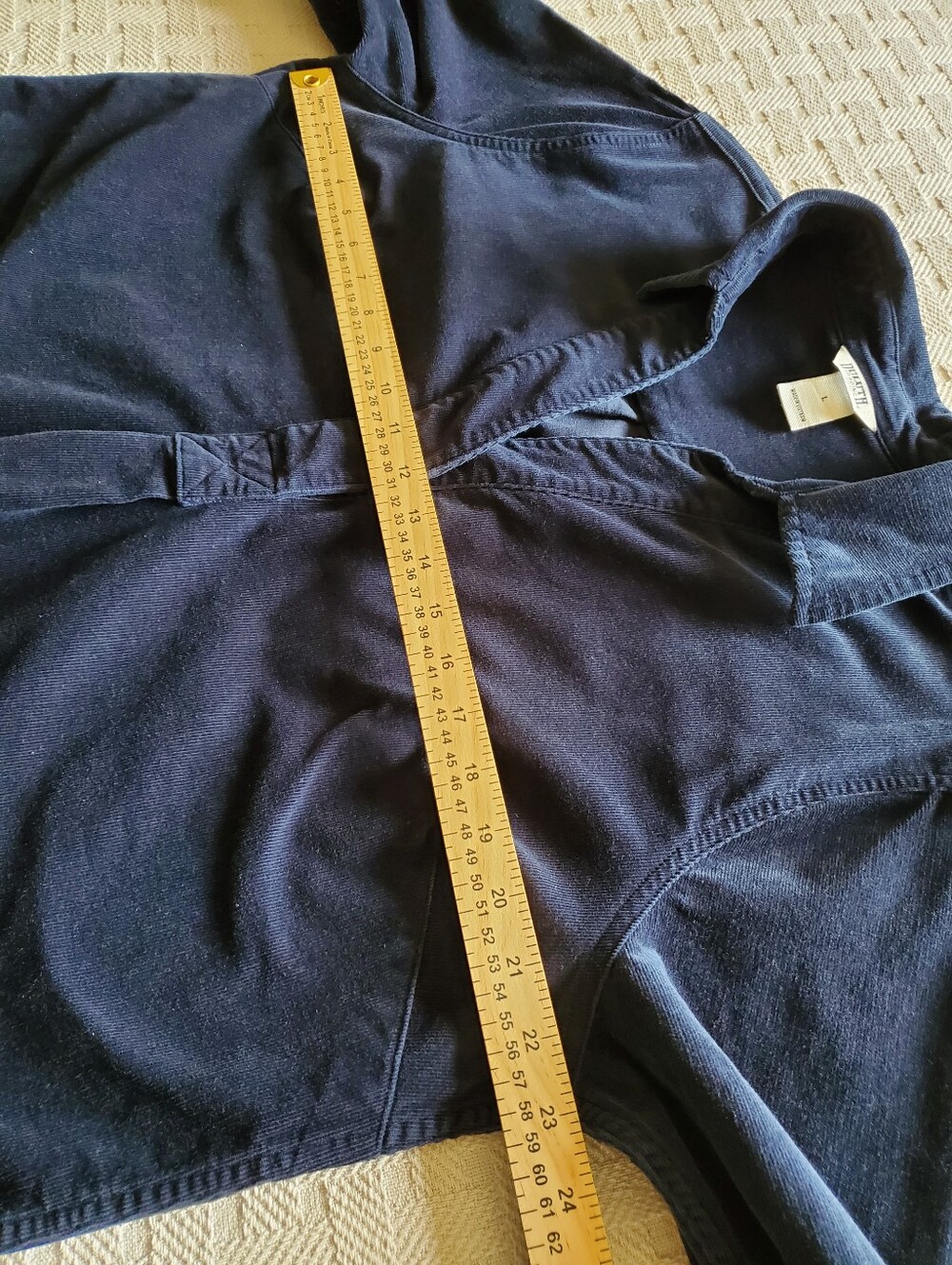 Duluth Trading Co Fine Wale Corduroy Popover Shirt Blouse Navy Blue Unisex - Picture 8 of 14